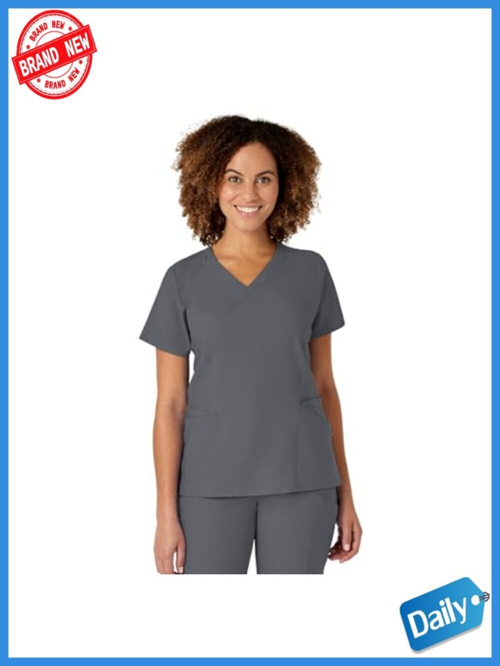 Women's Mock Wrap Scrub Top, 100% Polyester, Medical Uniform